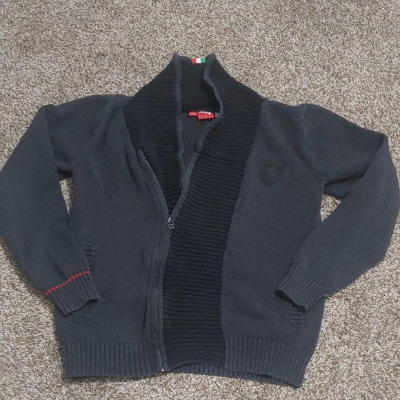 Puma X Scuderia Ferrari Charcoal Zip-Up Men's Cardigan Sweater Size L - Picture 1 of 9